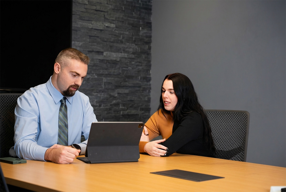 two people in an office
