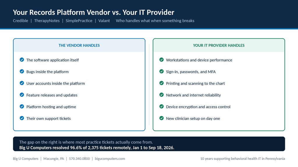 Who Provides IT Support for Practices Running Credible, TherapyNotes, or SimplePractice?